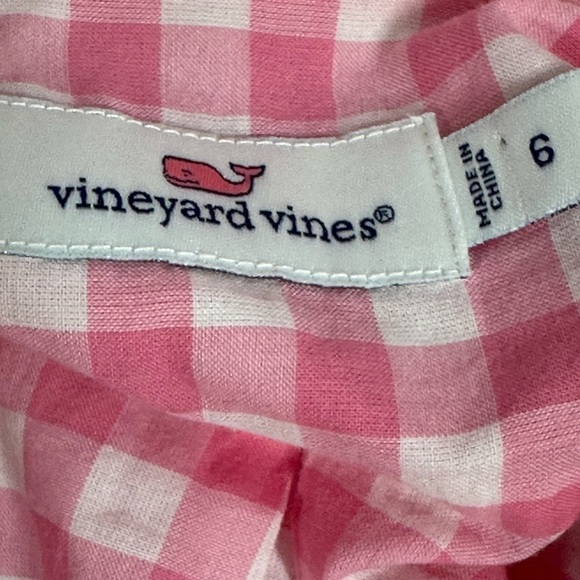 Vineyard Vines Shirt Women's 6 Pink White Gingham Button Up Casual Cotton 2W0744 - Picture 6 of 8